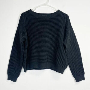 Lord & Taylor Sweater Womens Size Small Gray Cotton Round Neck Knit